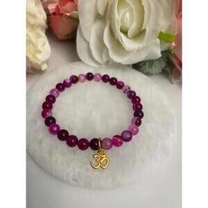 Om Bracelet - Pink Agate Edition - handmade new